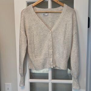 Sonoma Cream V-Neck Button Crop Cardigan Sweater